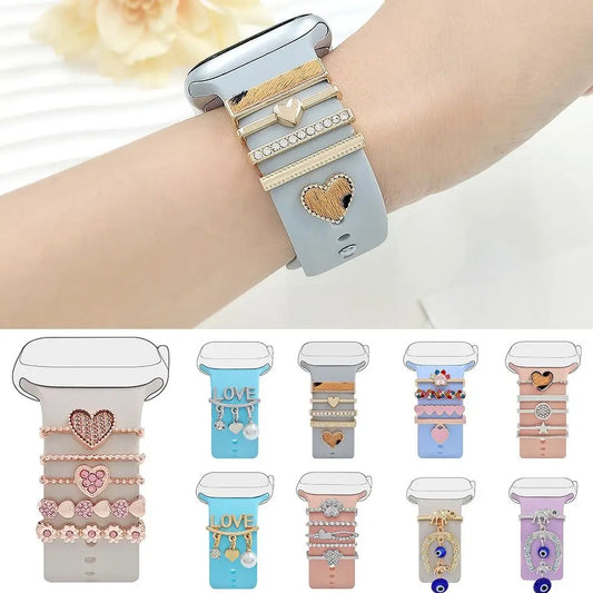 Metal Charms Watch Band Decoration Ring For Apple Diamond Ornament